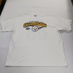Reebok Super Bowl XLIII Champions Men's White Short Sleeve Graphic T-Shirt Sz XL